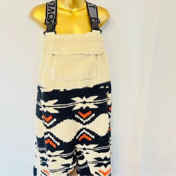 Free People Movement Sherpa Overalls Aztec Print Cozy Fleece Small - Picture 3 of 5
